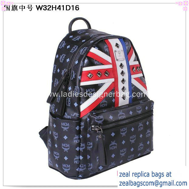 High Quality Replica Hot Sale MCM Medium Flag of UK Backpack MC5173 Black